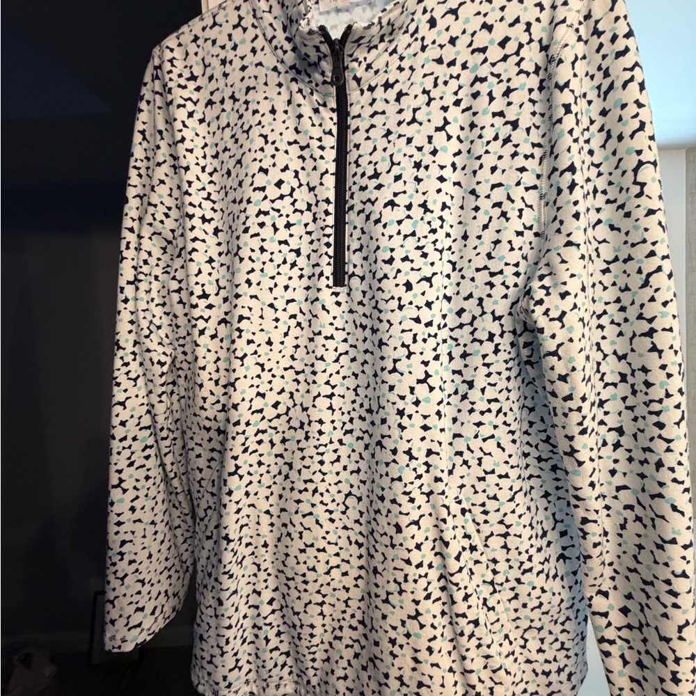 Talbots Navy and Light Blue Patterned Top